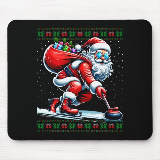 Tapis De Souris Santa Curling Ugly Christmas Sweater (Devant)