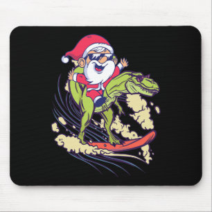 Tapis De Souris Santa Dinosaure Surfant T-rex Dino Été Noël