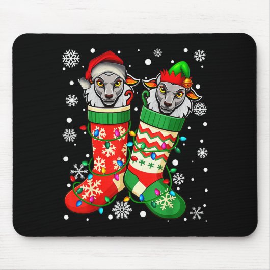 Tapis De Souris Santa Elf Sheep Animal In Christmas Socks Men Wome (Devant)