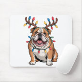 Tapis De Souris Santa English Bulldog Reindeer Light Christmas (Avec souris)