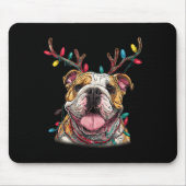 Tapis De Souris Santa English Bulldog Reindeer Light Christmas (Devant)