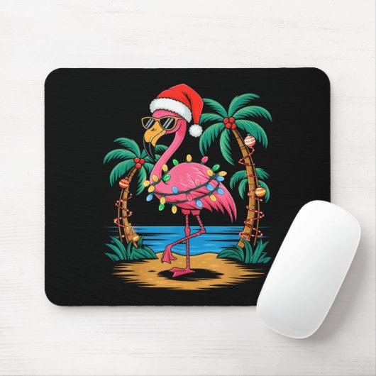 Tapis De Souris Santa Flamingo Christmas Lights Trocal Palms Tree (Avec souris)