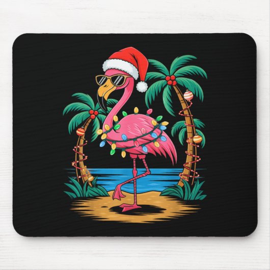 Tapis De Souris Santa Flamingo Christmas Lights Trocal Palms Tree (Devant)
