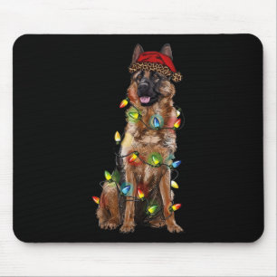 Tapis De Souris Santa Hat Allemand Berger Chien Noël Allemand Elle