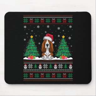 Tapis De Souris Santa Hat Bet Hound Chien Xmas Arbre Lumières Swea