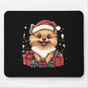 Tapis De Souris Santa Hat Poméranien joli Noël Pom Noël