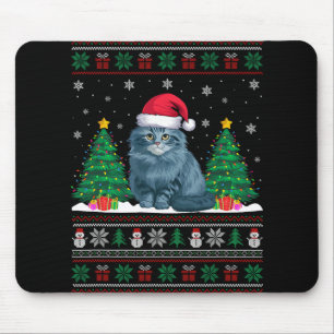 Tapis De Souris Santa Hat Ragdoll Chat Noël Les lumières de l'arbr