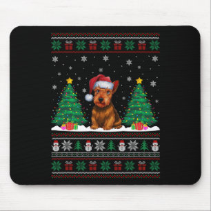 Tapis De Souris Santa Hat Scottish Terrier Dog Xmas Tree Lumières