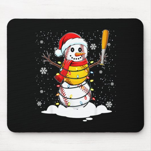 Tapis De Souris Santa Hat Snowman Xmas Funny Baseball Softball Chr (Devant)