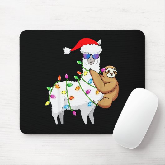 Tapis De Souris Santa Llama Xmas Funny Llama Sloth Christmas (Avec souris)