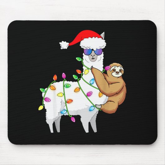 Tapis De Souris Santa Llama Xmas Funny Llama Sloth Christmas (Devant)