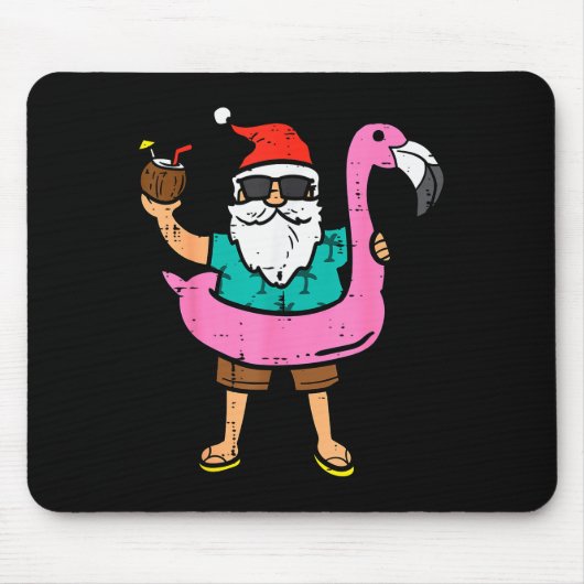 Tapis De Souris Santa On Flamingo Floatie Cute Christmas In July X (Devant)