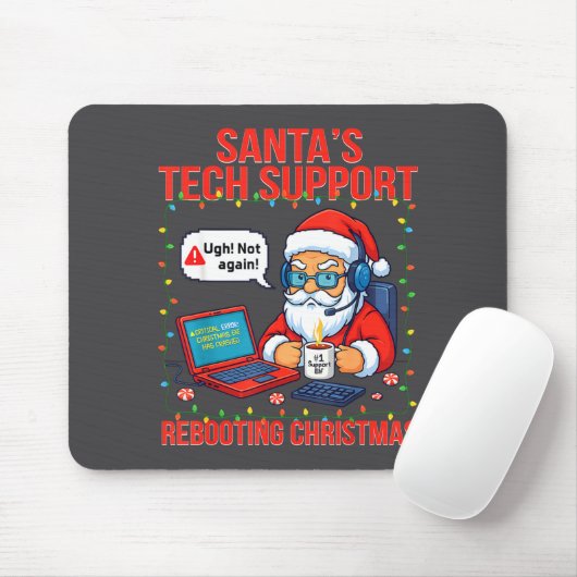 Tapis De Souris Santa Rebooting Support Engineer s Tech Smile (Avec souris)
