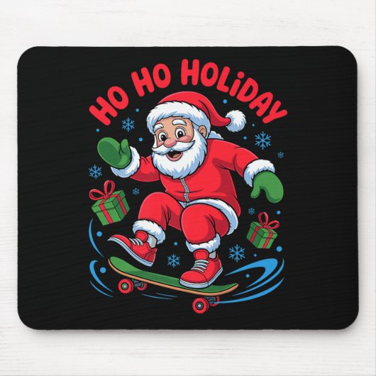 Tapis De Souris Santa Skater Skateboarding Lover Funny Christmas X (Devant)