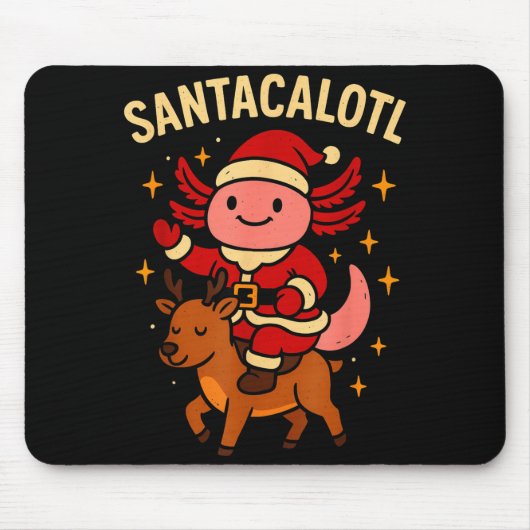 Tapis De Souris Santacalotl Santa Claus Cute Axolotl Snow Reindeer (Devant)