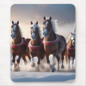 Tapis De Souris Santas Chevaux de Neige de Noël, (Devant)