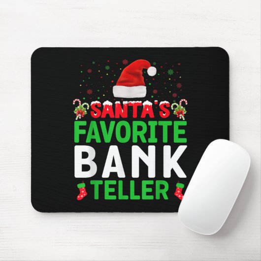 Tapis De Souris Santa's Favorite Bank Teller Christmas Matching Co (Avec souris)