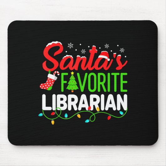 Tapis De Souris Santa's Favorite Librarian Christmas Library Book (Devant)