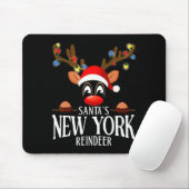 Tapis De Souris Santas New York Reindeer Funny Xmas Matching Pjs (Avec souris)