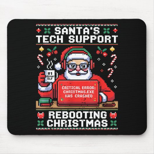Tapis De Souris Santa's Tech Suprt Rebooting Christmas Ugly Santa (Devant)