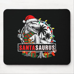 Tapis De Souris Santasaurus T Rex Dinosaure Drôle Santa Saurus Amu