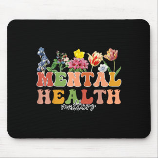 Tapis De Souris Santé mentale groovy floral