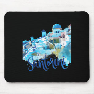 Tapis De Souris Santorin Grèce île Aquarelle Souvenir Pittoresque