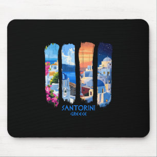 Tapis De Souris Santorin Grèce Thira Coup de pinceau Voyage Souven