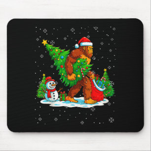 Tapis De Souris Sapin de Noël Bigfoot Santa Éclairages de Noël Drô