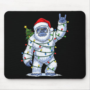 Tapis De Souris Sapin de Noël Bigfoot Santa Éclairages de Noël Drô