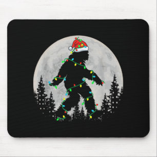 Tapis De Souris Sapin de Noël Bigfoot Santa Lumières Xmas Drôle Sa