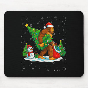 Tapis De Souris Sapin de Noël Santa Bigfoot Lumières Xmas Drôle Sa