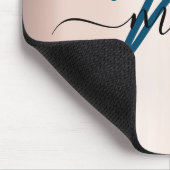 Tapis De Souris Sarcelle. Rose bleu Nom minimal Monogramme. Lux (Coin)