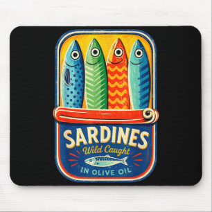 Tapis De Souris Sardines conserves poissons graphique rétro été po