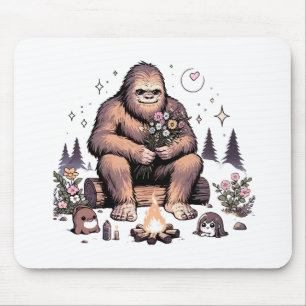 Tapis De Souris Sasquatch tenant des fleurs