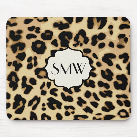 Tapis De Souris Sassy Empreinte de léopard Monogramme (Devant)