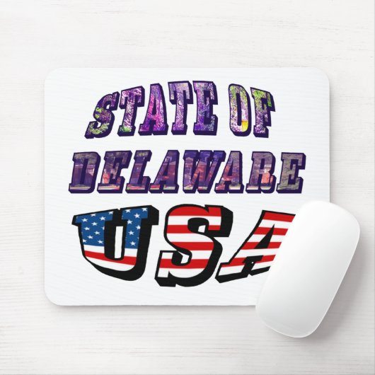 Tapis De Souris Sate of Delaware Picture et USA Flag Text (Avec souris)