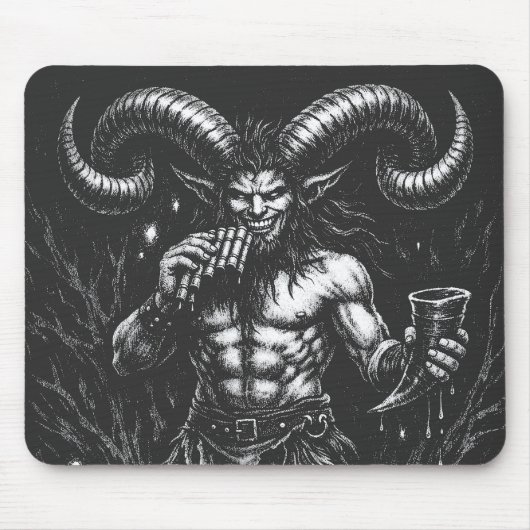 Tapis De Souris Satyre d'hiver cornu — par BurnsInHell (Devant)