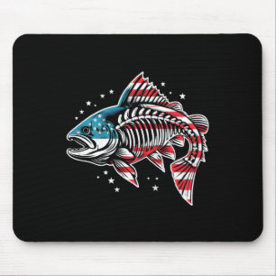 Tapis De Souris Saumon Squelette Tie Dye Américain 4 Juillet Poiss