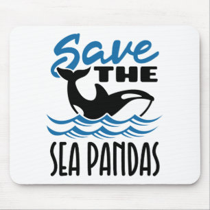 Tapis De Souris Sauvez la mer Pandas Orca tueur baleines