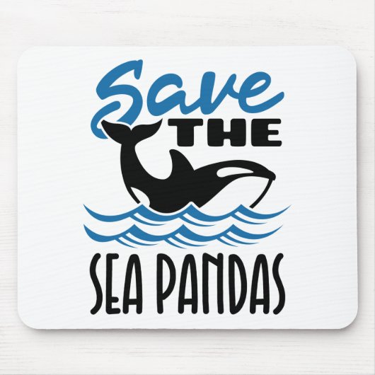 Tapis De Souris Sauvez la mer Pandas Orca tueur baleines (Devant)