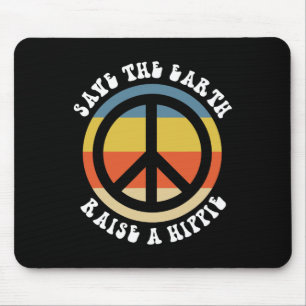 Tapis De Souris Sauvez la Terre Levez une hippie 50e anniversaire