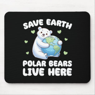 Tapis De Souris Sauvez La Terre Ours Polaires Vivent Ici Jour des