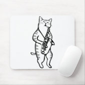 Tapis De Souris Saxophone Instrument Musique Jazz Cat (Avec souris)