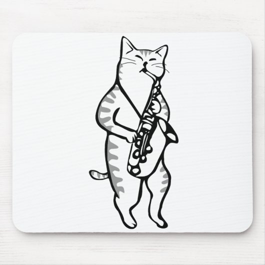 Tapis De Souris Saxophone Instrument Musique Jazz Cat (Devant)