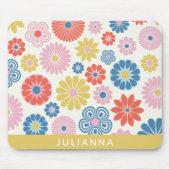 Tapis De Souris Scandi Boho Folk Flower Motif personnalisé (Devant)