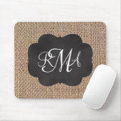 Tapis De Souris Scénario Burlap Triple Script Monogramme (Avec souris)