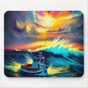 Tapis De Souris Scène de bateau coloré