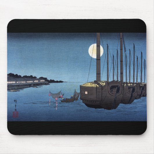 Tapis De Souris Scène de clair de lune sur une rivière avec des (Devant)