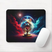 Tapis De Souris Scène de fantasy : Chat dans un globe avec une pom (Avec souris)